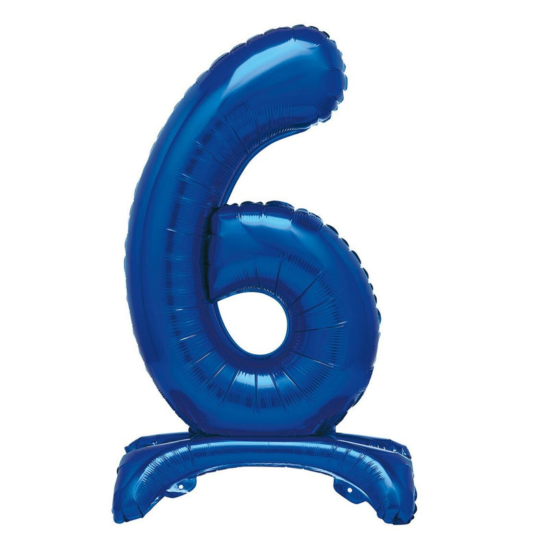 Blue Number 6 Standing Foil Balloon-76cm