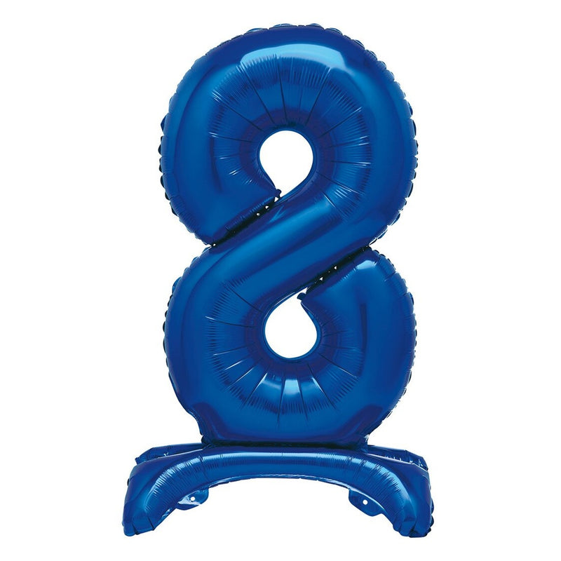 Blue Number 8 Standing Foil Balloon-76cm