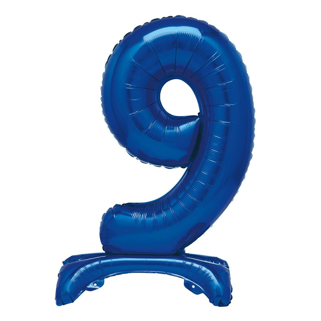 Blue Number 9 Standing Foil Balloon-76cm