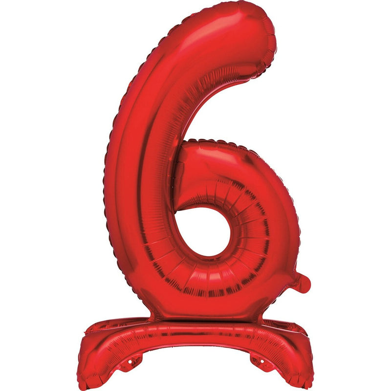Red Number 6 Standing Foil Balloon-76cm