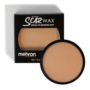 Close-up image of Mehron Scar Wax Light 40g, a special effects makeup product for creating realistic scars and wounds on the skin