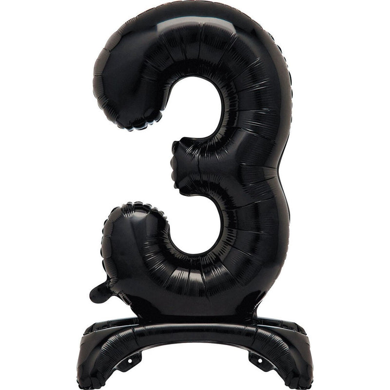 Black Number 3 Standing Foil Balloon-76cm