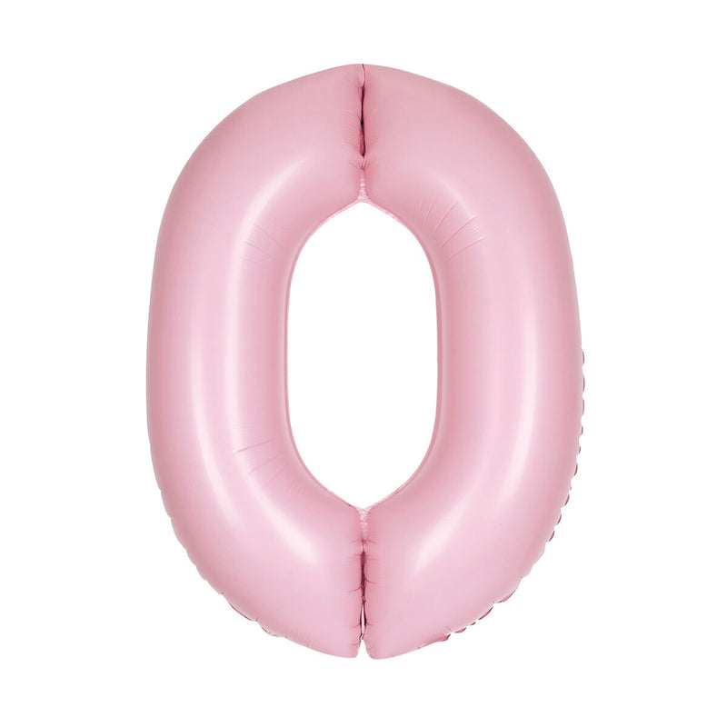 Number 0 Pastel Pink Matte Foil Balloon-86cm