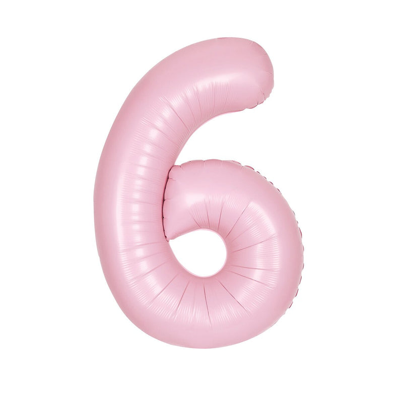 Number 6 Pastel Pink Matte Foil Balloon-86cm