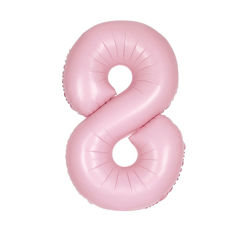 Number 8 Pastel Pink Matte Foil Balloon-86cm