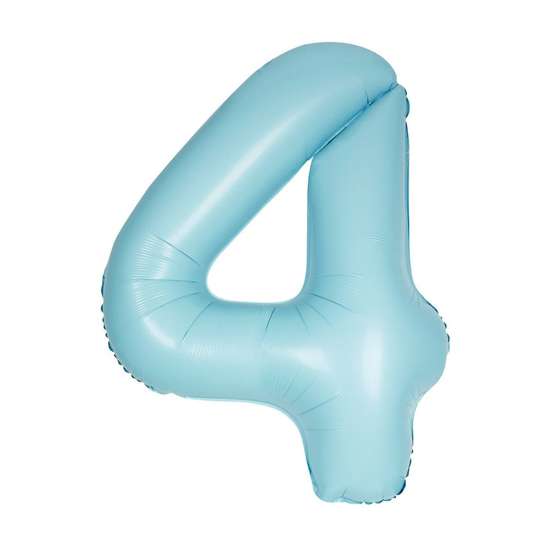 Number 4 Pastel Blue Matte Foil Balloon-86cm