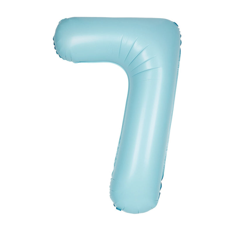 Number 7 Pastel Blue Matte Foil Balloon-86cm