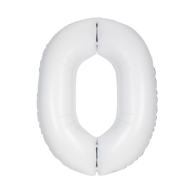 Number 0 White Matte Giant Foil Balloon-86cm