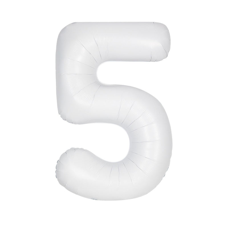 Number 5 White Matte Giant Foil Balloon-86cm