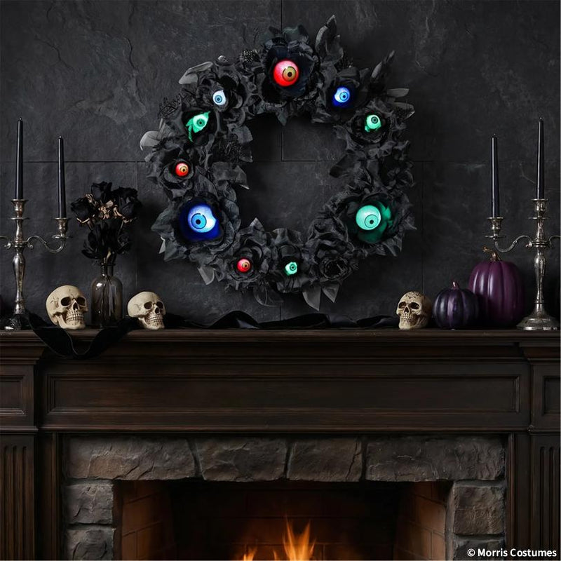 Black Wreath With Light Up Eyes