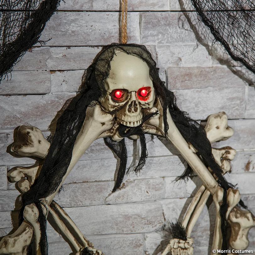 16.5" Lightup Skeleton Halloween Wreath