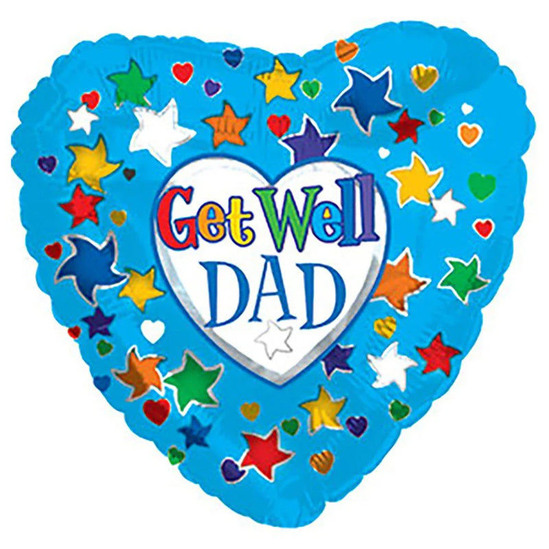 Get Well Dad Blue Heart Foil Balloon