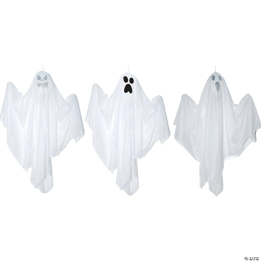 Spooky 18-inch Hanging Ghost Decoration with 3 pieces for Halloween display