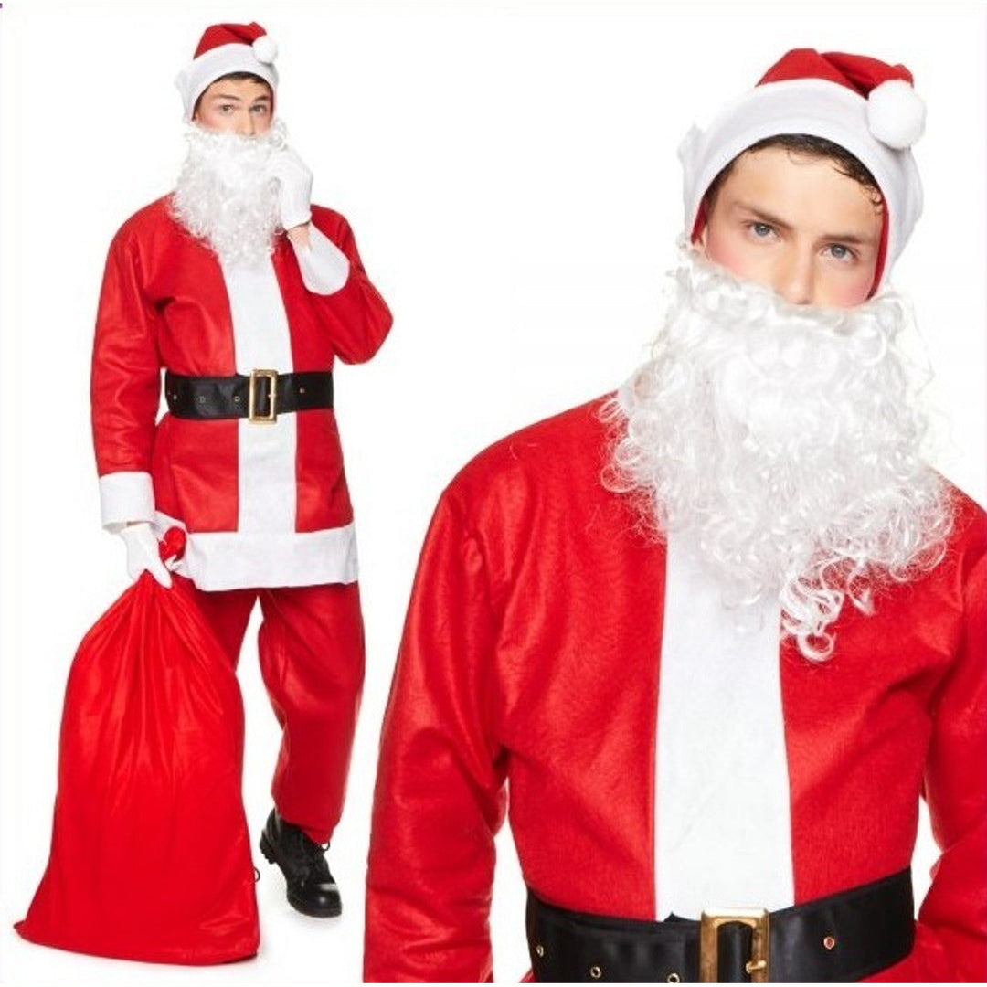 Festive Santa Claus Suit for Men with Hat, Jacket, Pants, and Belt