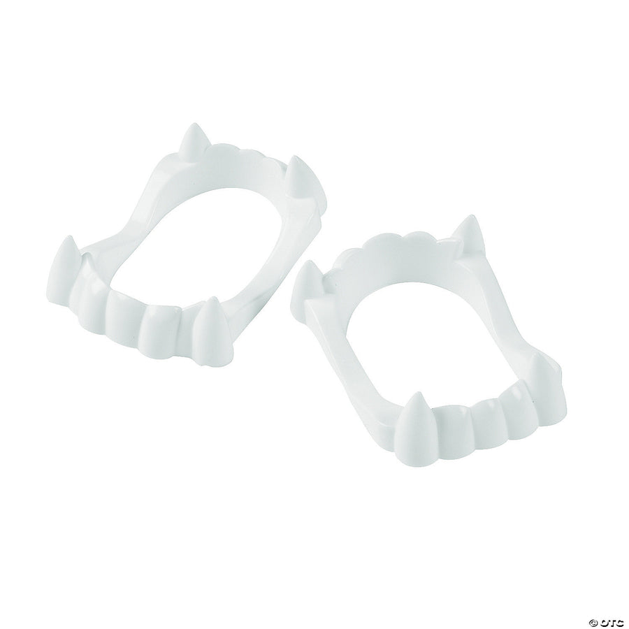 Close-up of 2 1/2 BPA-Free Plastic Vampire Fangs in White 