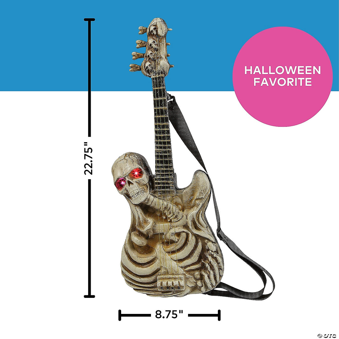 Spooky 2 Ft Light-Up Ukulele-Shaped Plastic Skeleton Decoration with light-up features, ideal for Halloween party decorations