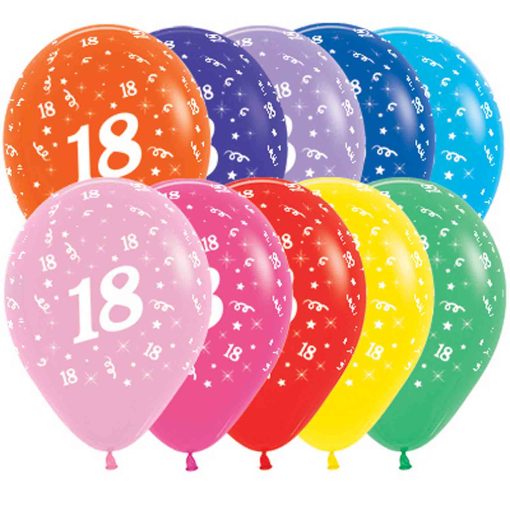 Age 18 Fashion Assorted 30cm Latex Balloons