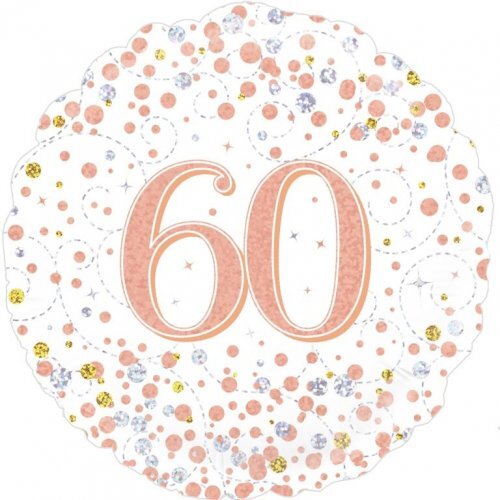 60 Sparkling Fizz Rose Gold Confetti Dots Round Foil Balloon - 45cm