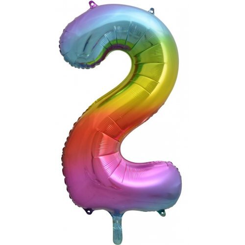 Number 2 Rainbow Foil Balloon-86cm