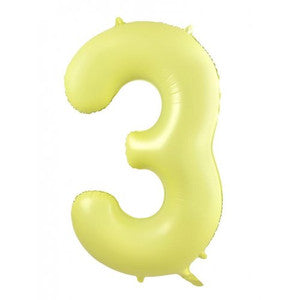 Pastel Yellow Number 3 Foil Balloon - 86cm