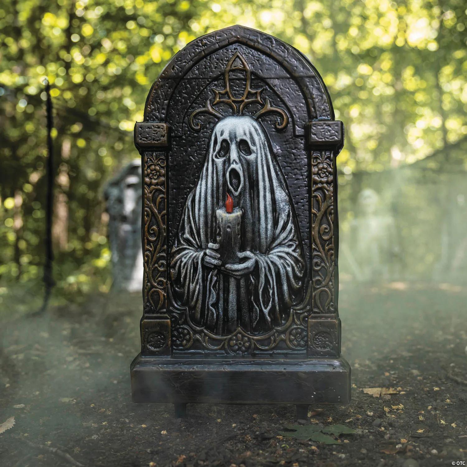 21" Tombstone with Ghost Holding a Candle