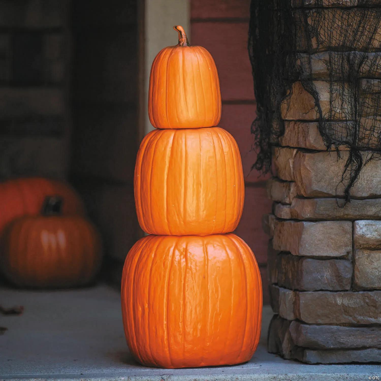 22 3/4" Nested Orange Plastic Pumpkins