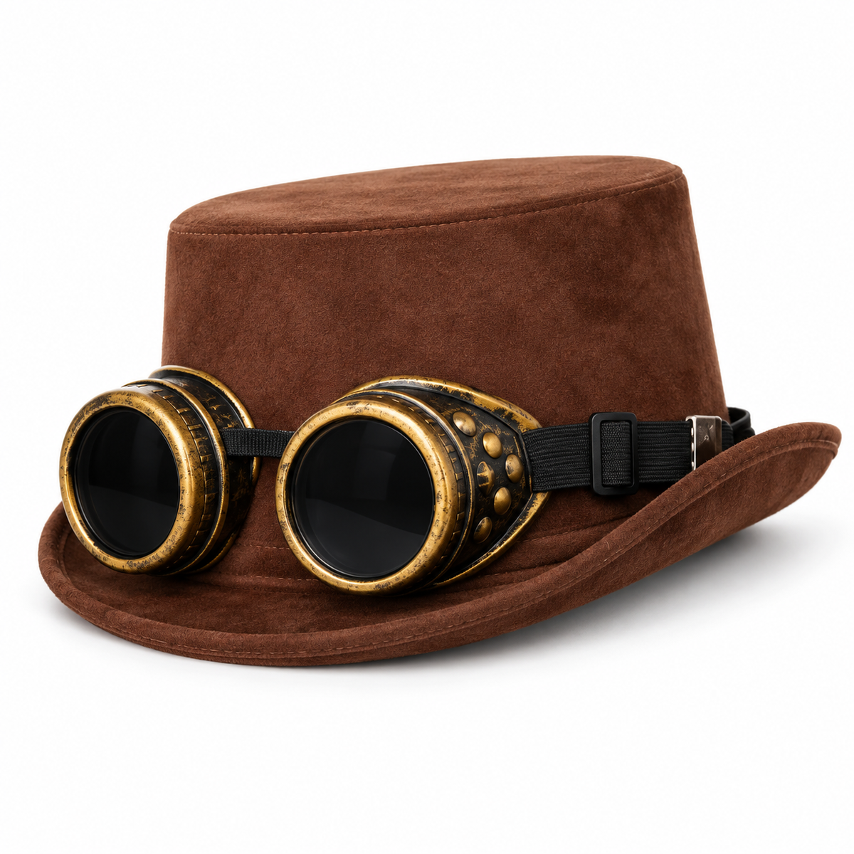 Faux Suede Hat With Goggles
