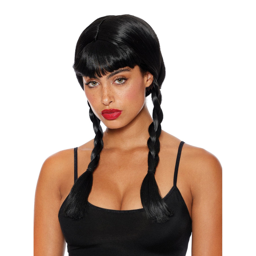 Double Braid with Bangs Adult Wig in Chestnut Brown with Natural Looking Texture and Volume