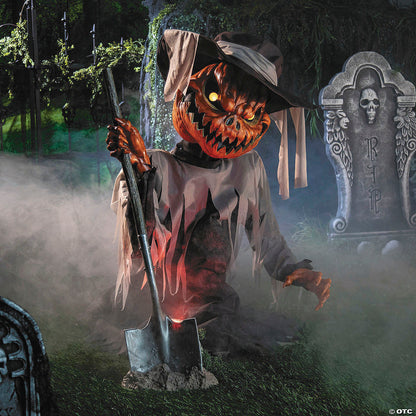 3 Ft. Animated Light-Up Pop-Up Pumpkin Head Scarecrow Prop