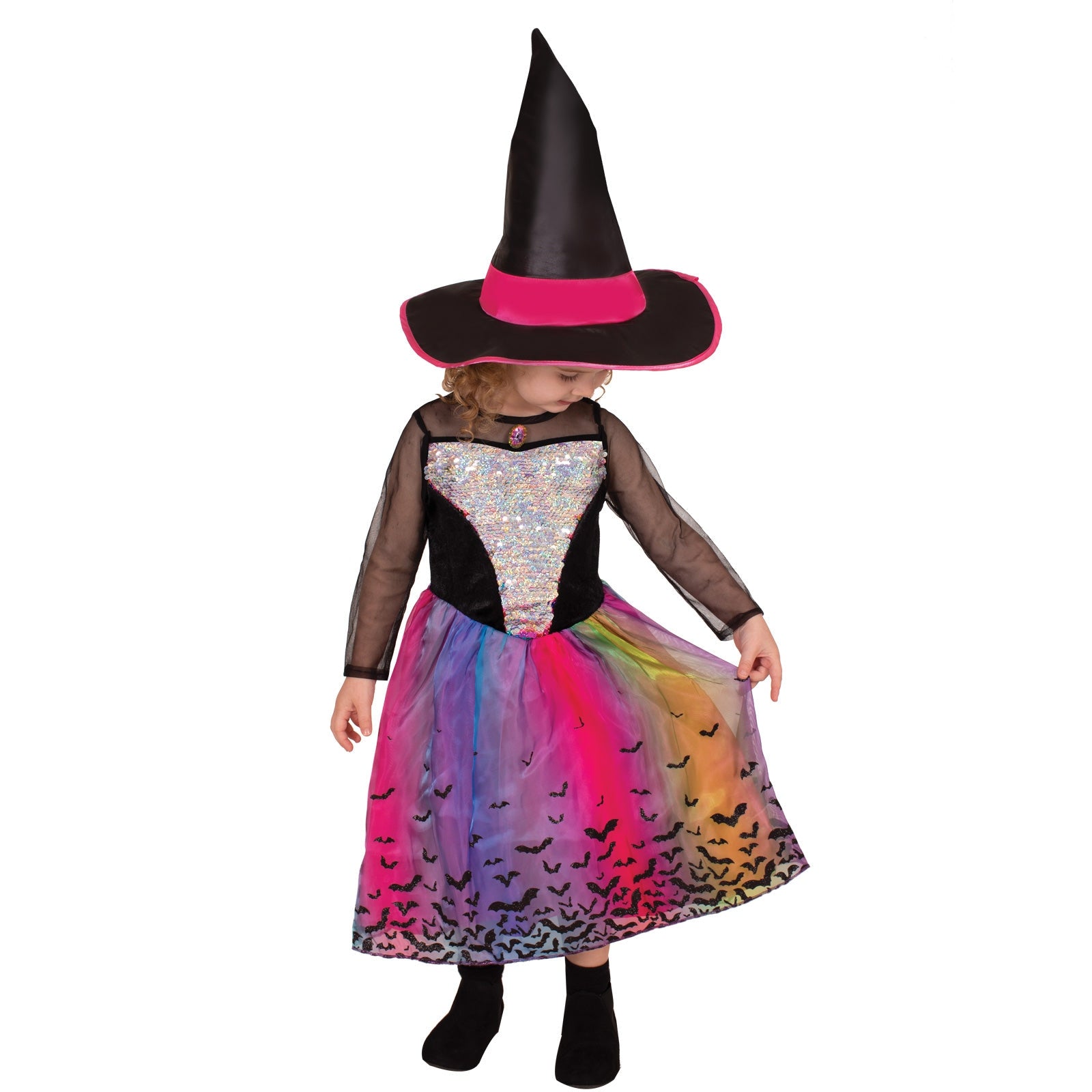 Rainbow Colour Magic Witch Deluxe Costume, Child