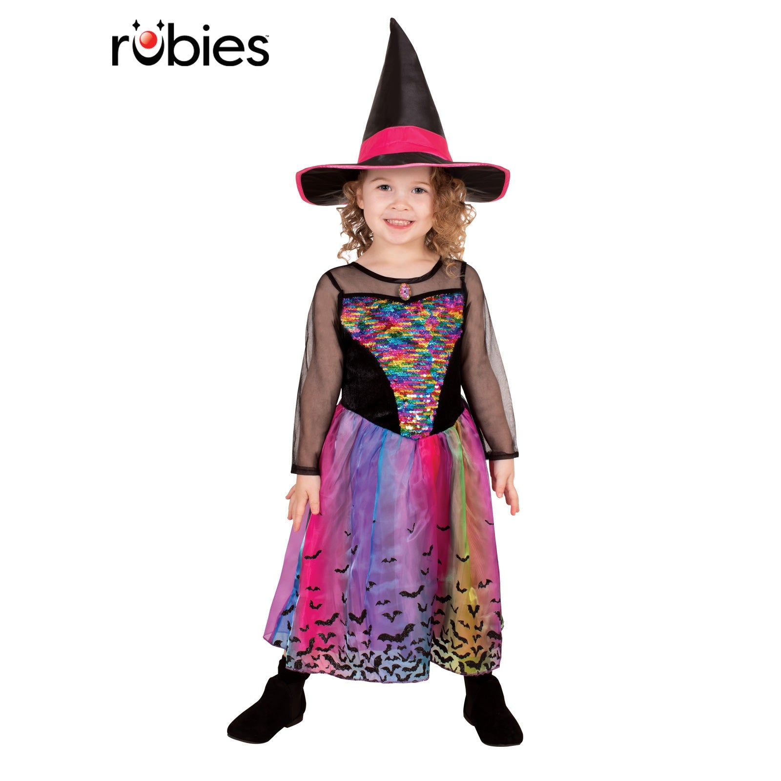 Rainbow Colour Magic Witch Deluxe Costume, Child