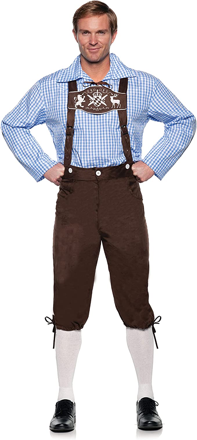 Deluxe Lederhosen Adult Costume, Brown