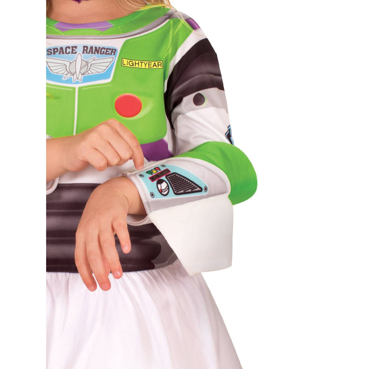 Child wearing Buzz Girl Toy Story 4 Classic Costume, posing with confident smile, ready for fun and adventure