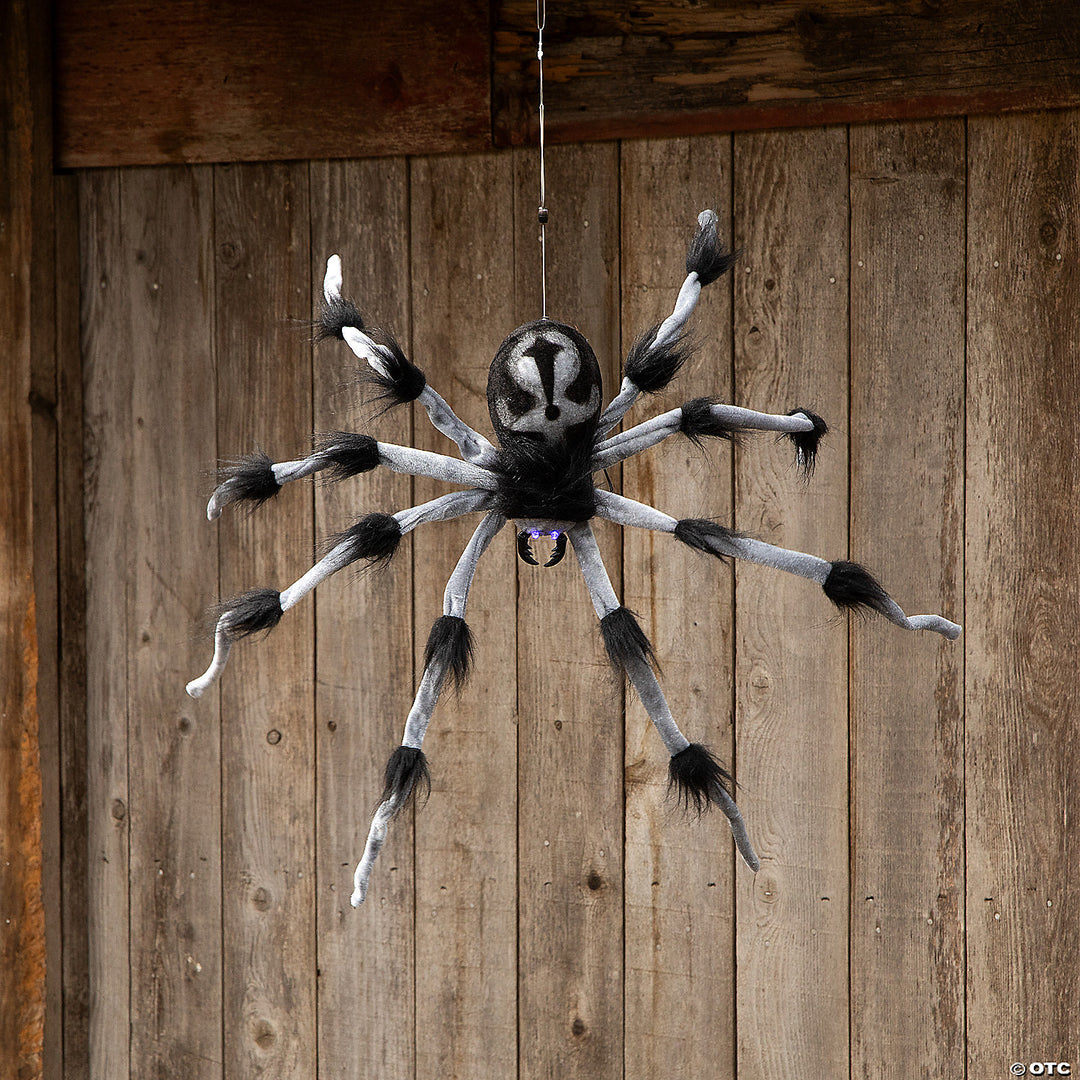 3ft Grey and Black Hanging Animated Spider for Halloween Decor 