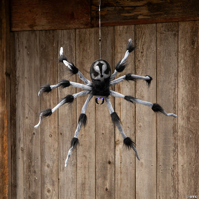 3ft Grey and Black Hanging Animated Spider for Halloween Decor 