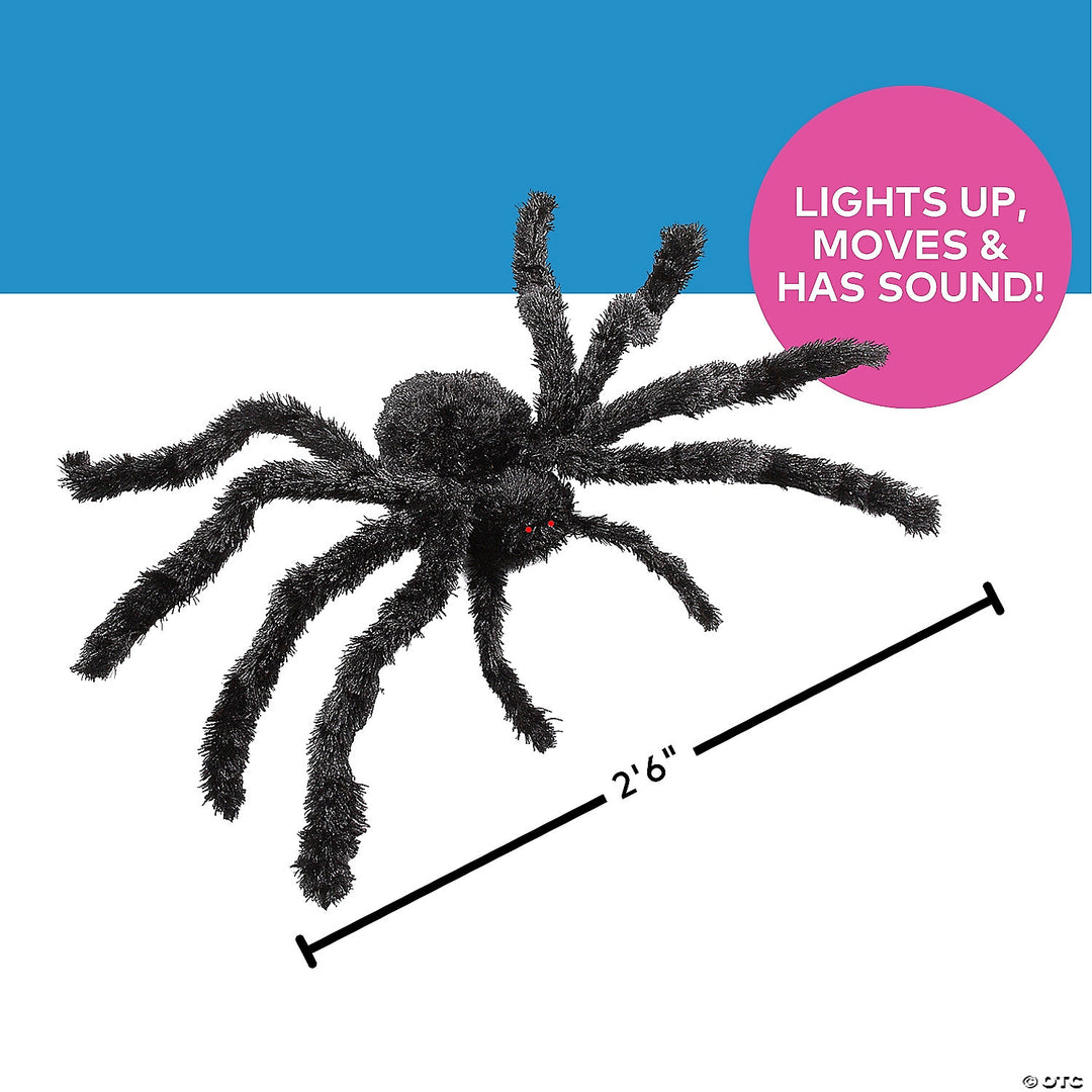 Realistic-looking Light-Up Walking Fuzzy Spider Animated Prop for Halloween decorations