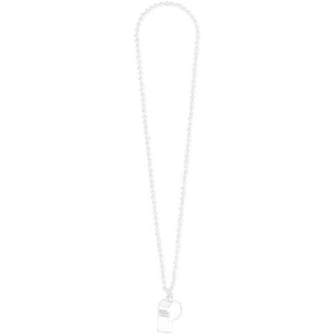 Stylish and elegant white whistle on chain necklace, perfect for any outfit