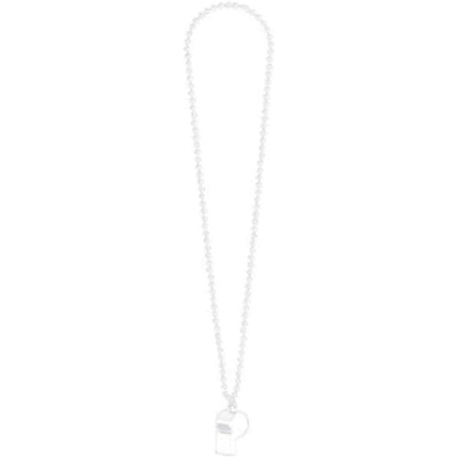 Stylish and elegant white whistle on chain necklace, perfect for any outfit