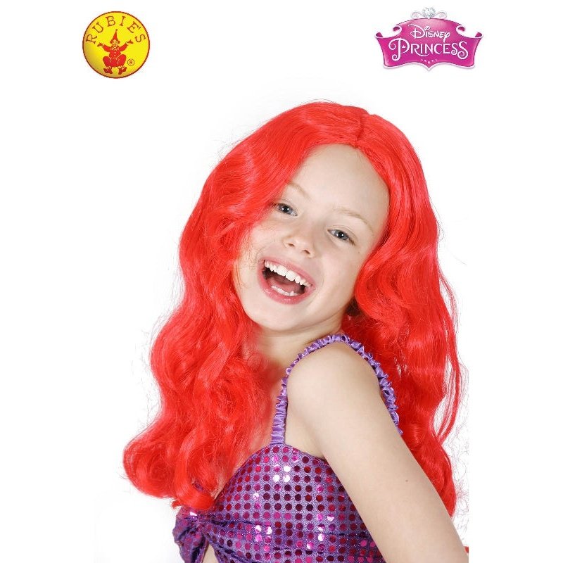 Child's Ariel Little Mermaid Wig with Red Hair and Seashell Headband