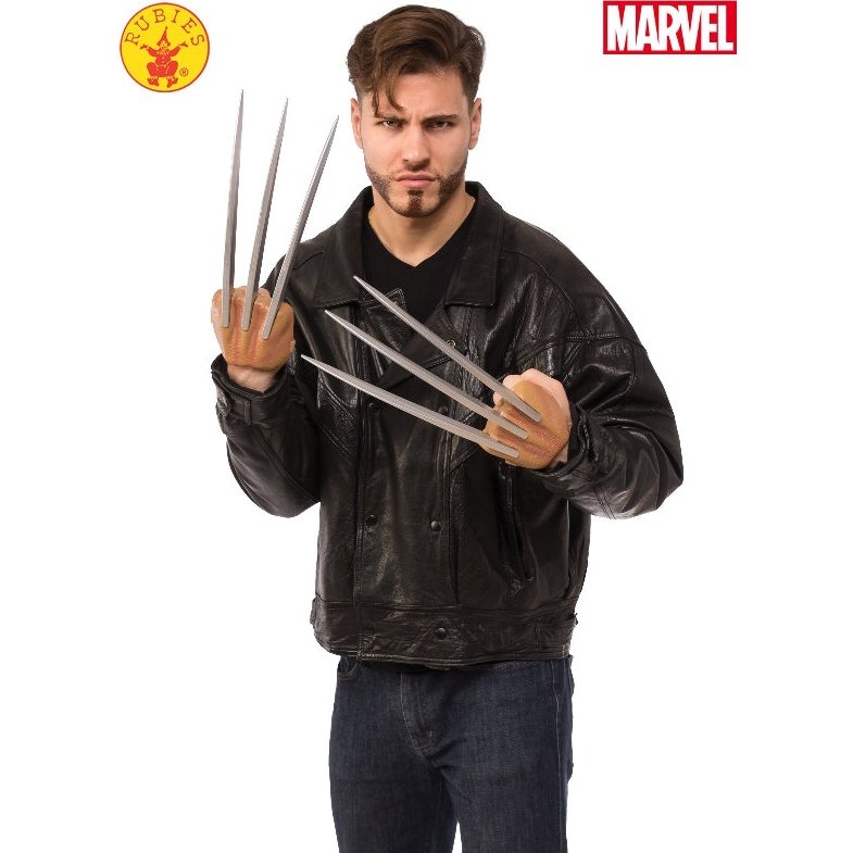 Adult-sized Wolverine claws with metallic finish, perfect for cosplay or Halloween costumes