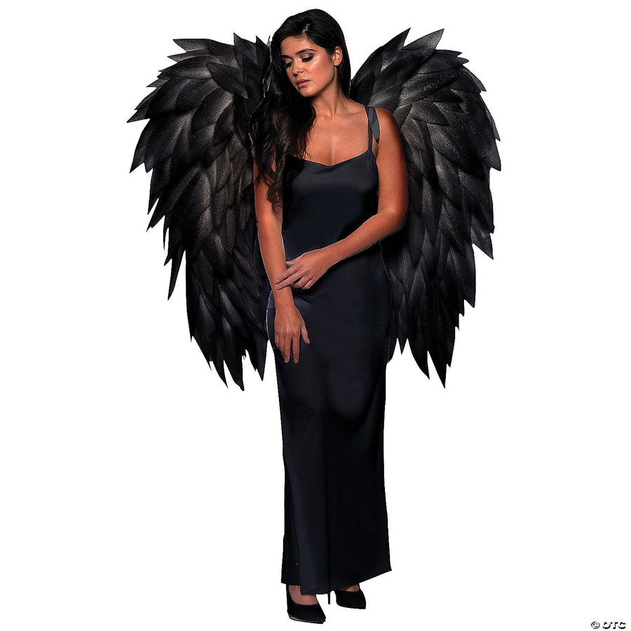 40 Featherless Black Angel Wings - Dramatic and striking costume accessory for Halloween or cosplay