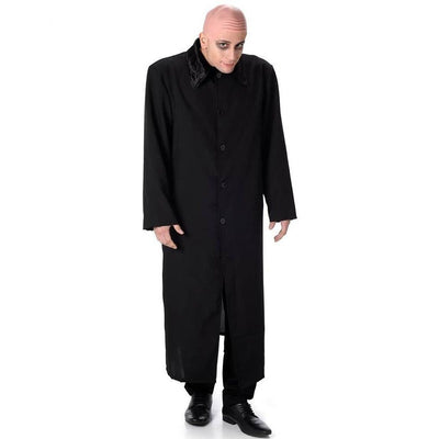 Spooky Gent Mens Costume in black and white, featuring top hat, coat, and cane