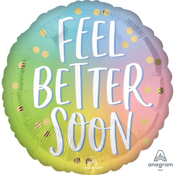 Feel Better Soon Pastel Rainbow Ombre Round Foil Balloon