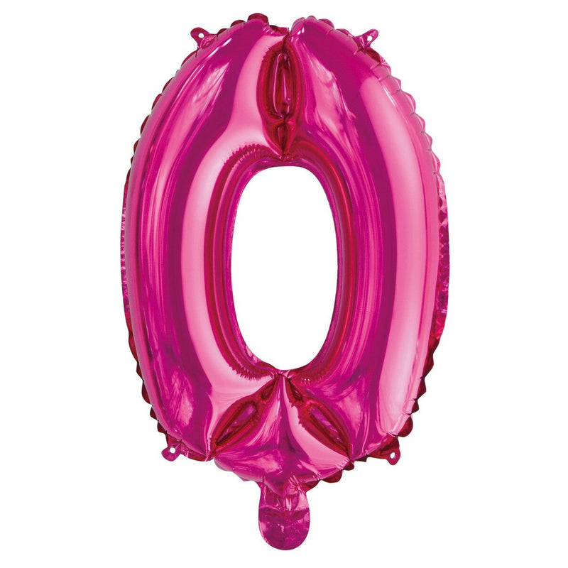 Number 0 Hot Pink Foil Balloon - 35cm