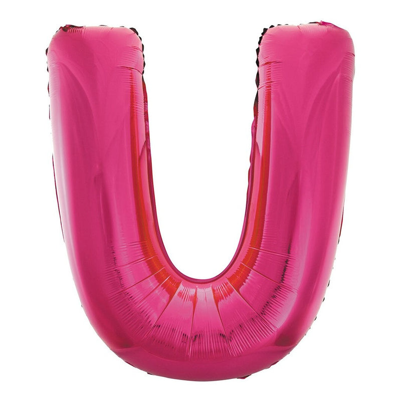 Pink Letter U Foil Balloon-86cm