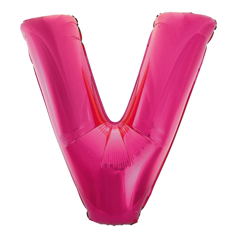 Pink Letter V Foil Balloon-86cm