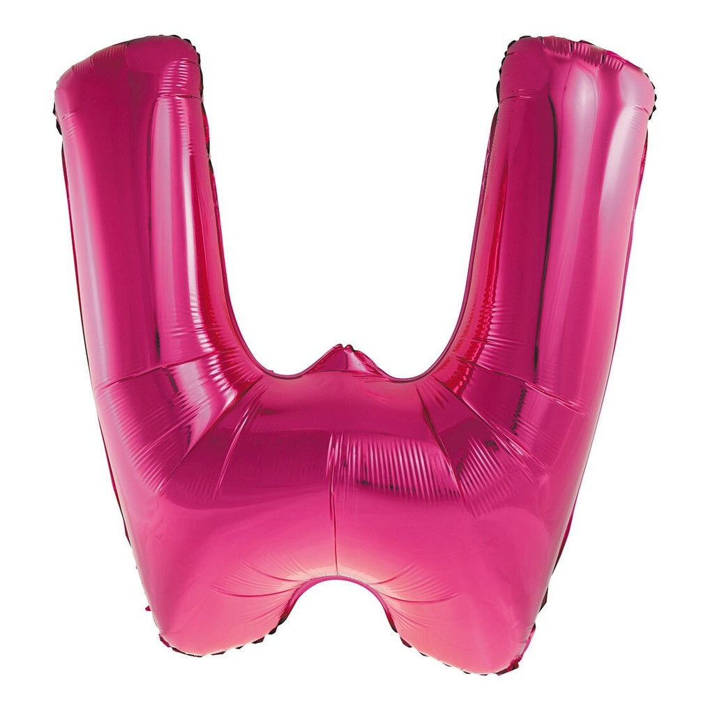 Pink Letter W Foil Balloon-86cm