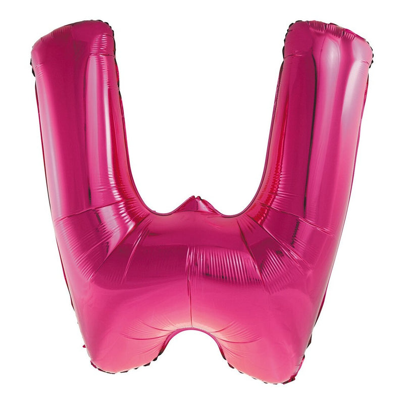Pink Letter W Foil Balloon-86cm