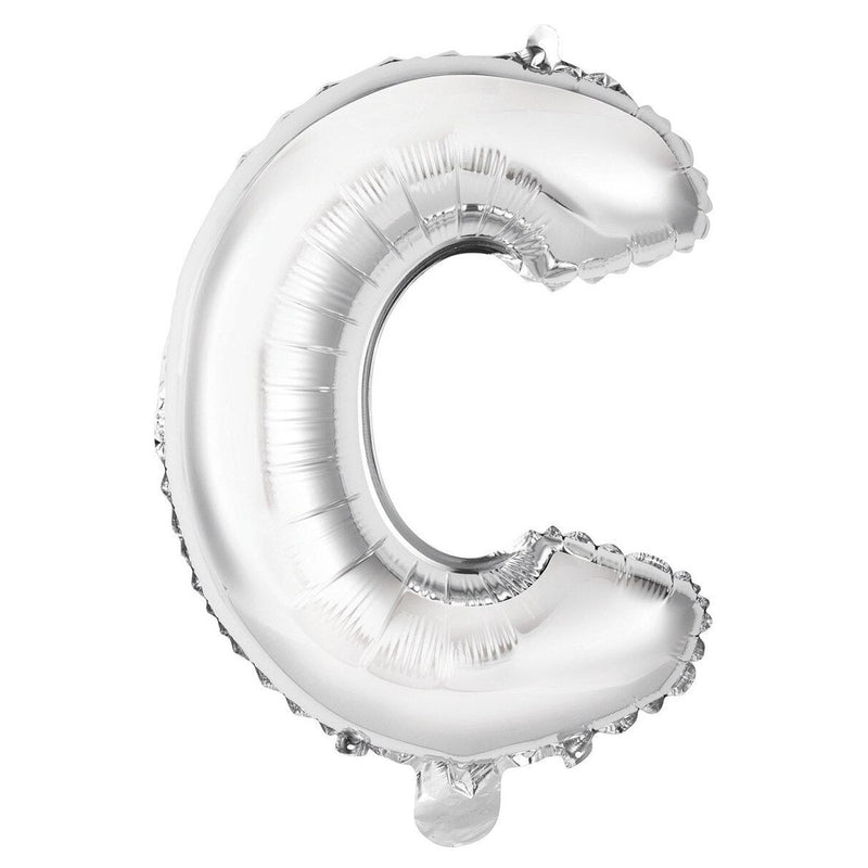 Silver Letter C Foil Balloon - 35cm