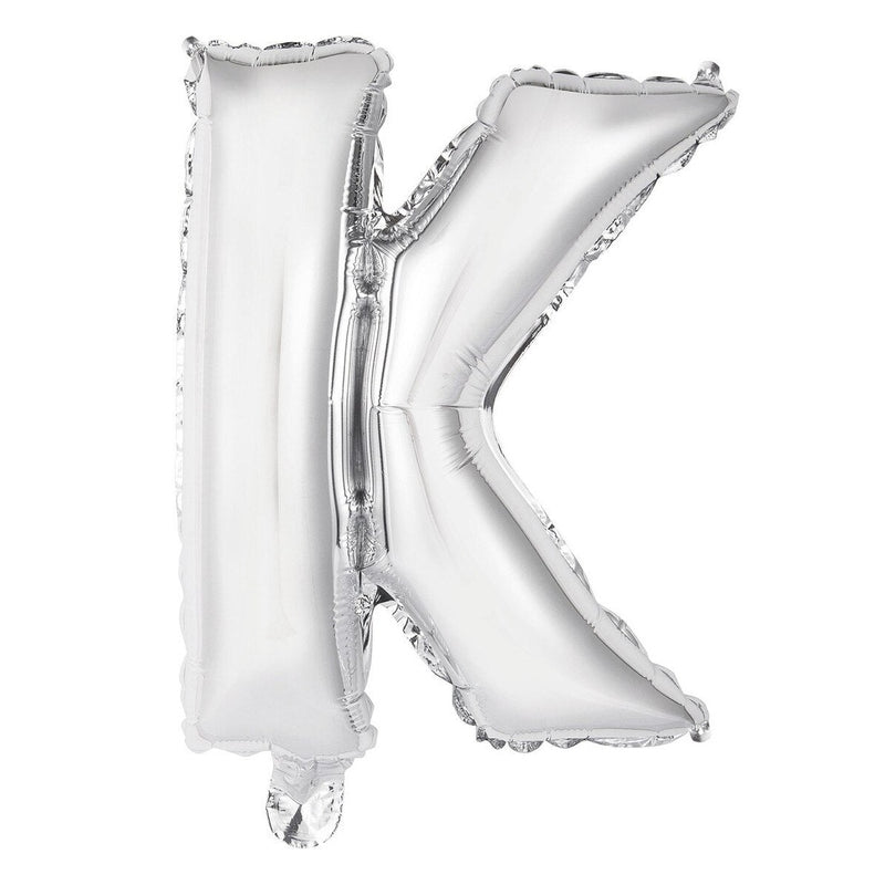 Silver Letter K Foil Balloon - 35cm